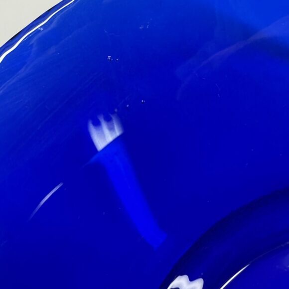 MCM Vintage Cobalt Blue Glass Serving Bowl MCM Textured‎ Bottom HTF - Picture 11 of 11